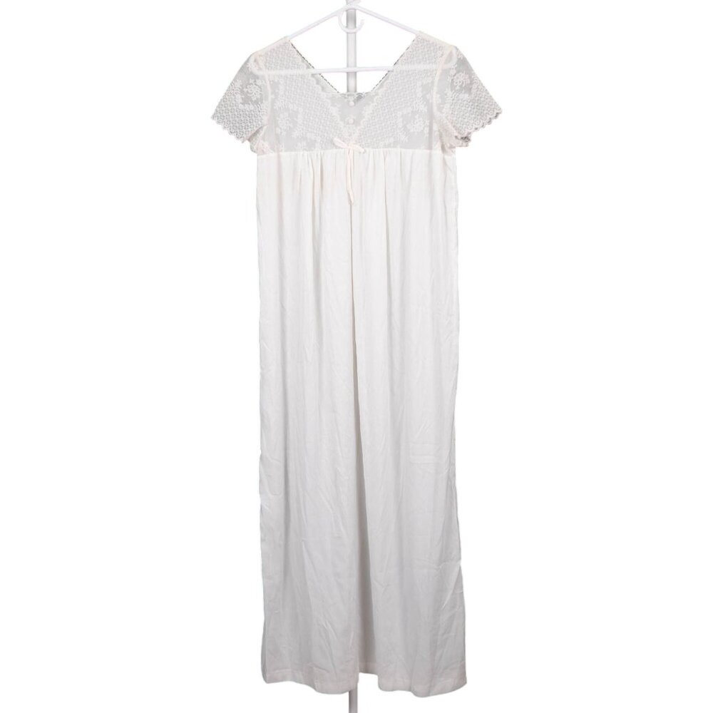 Lelis Lingerie VTG Nightgown S Lace Long Classic Off White Buttons Goregous
